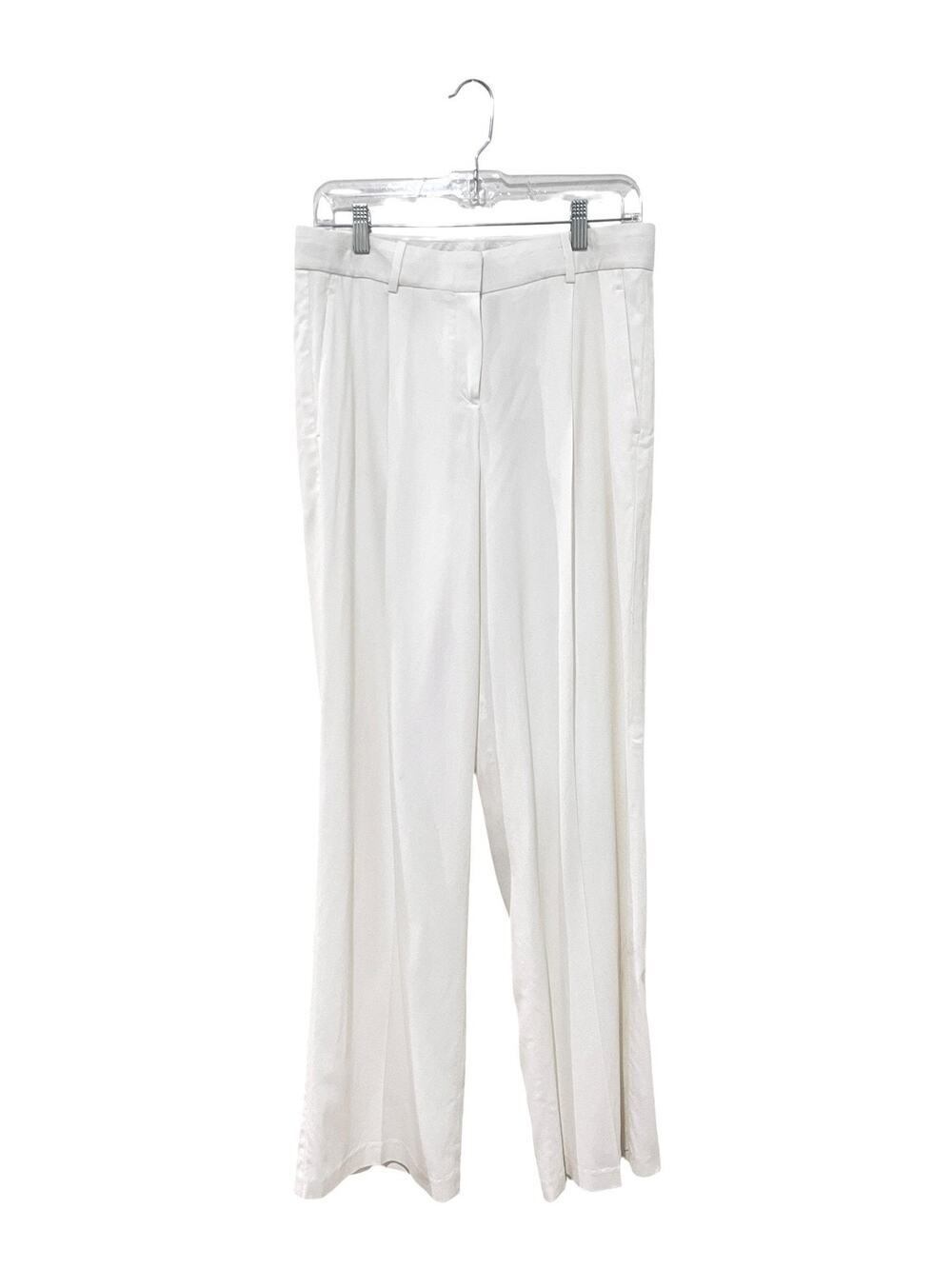 Theory Pants Womens 8 White Pleated Stretch Dress Pants Zip Fly Low Rise